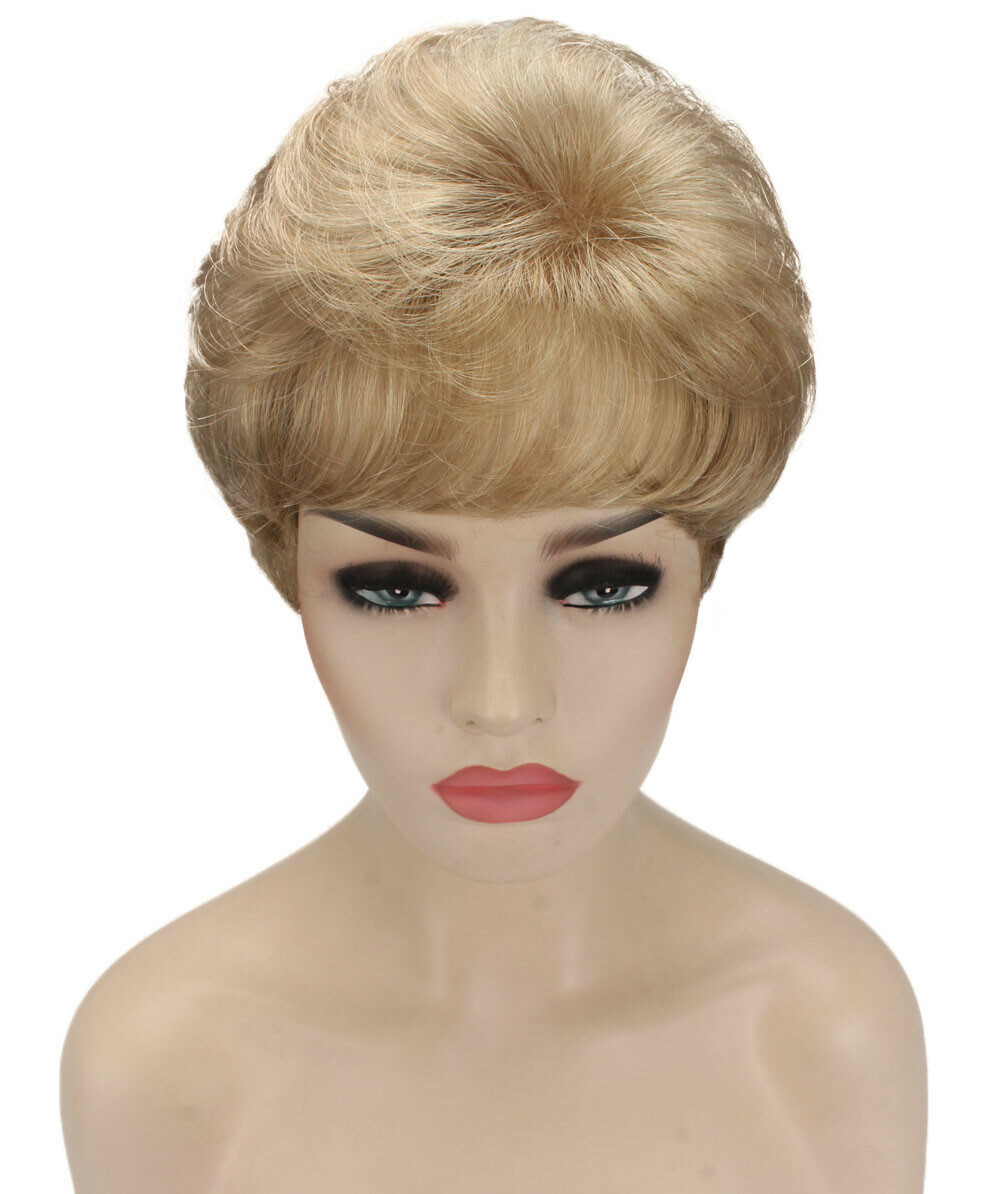 Ava – Straight Kanekalon Synthetic Fiber Full Wig, 1.5 – 4.5 in, Honey Blonde