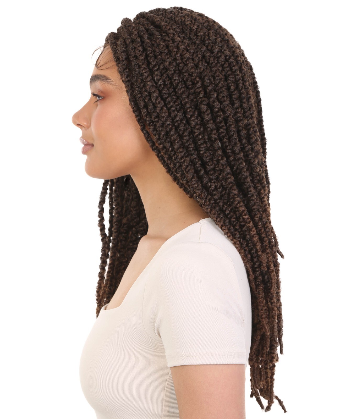 LUXLUXE Lika Curly Lika 24 in Long Lika 4X4 Hand Tied Lace Braid Braided Wig