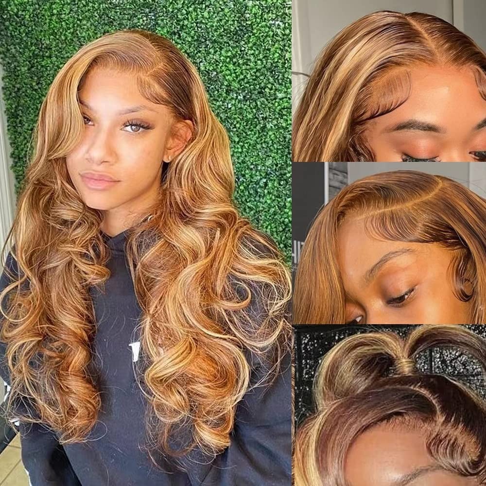 Honey Blonde 13×4 HD Lace Front Wig Glueless Body Wave Synthetic Hair