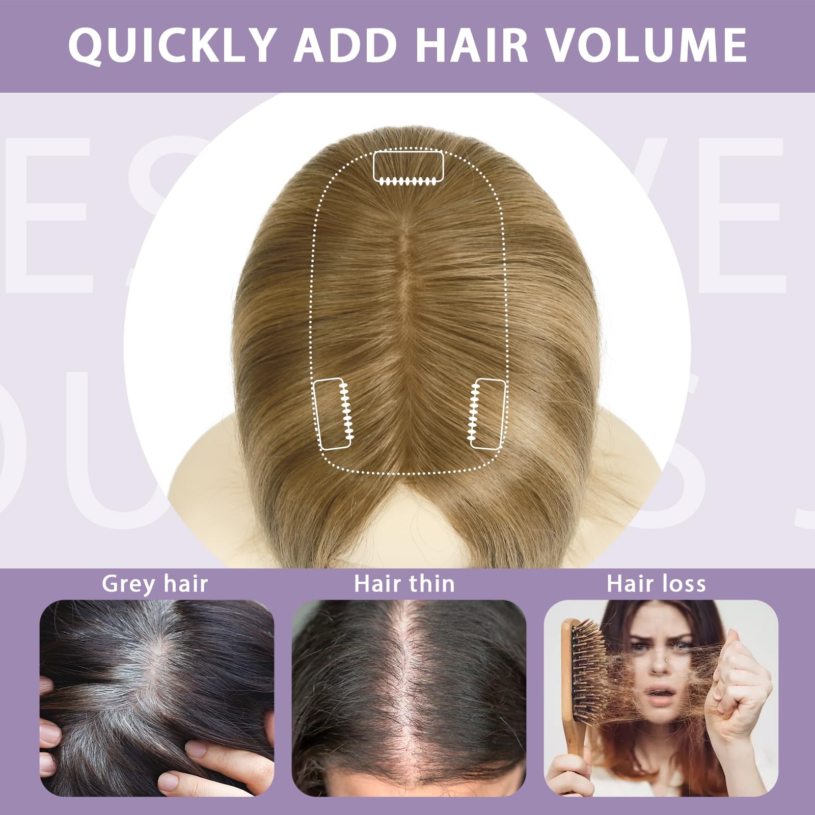 Topunique Toppers Hair Pieces For Women Tac 3X5 Inch Injected Silk Base 14 Inch
