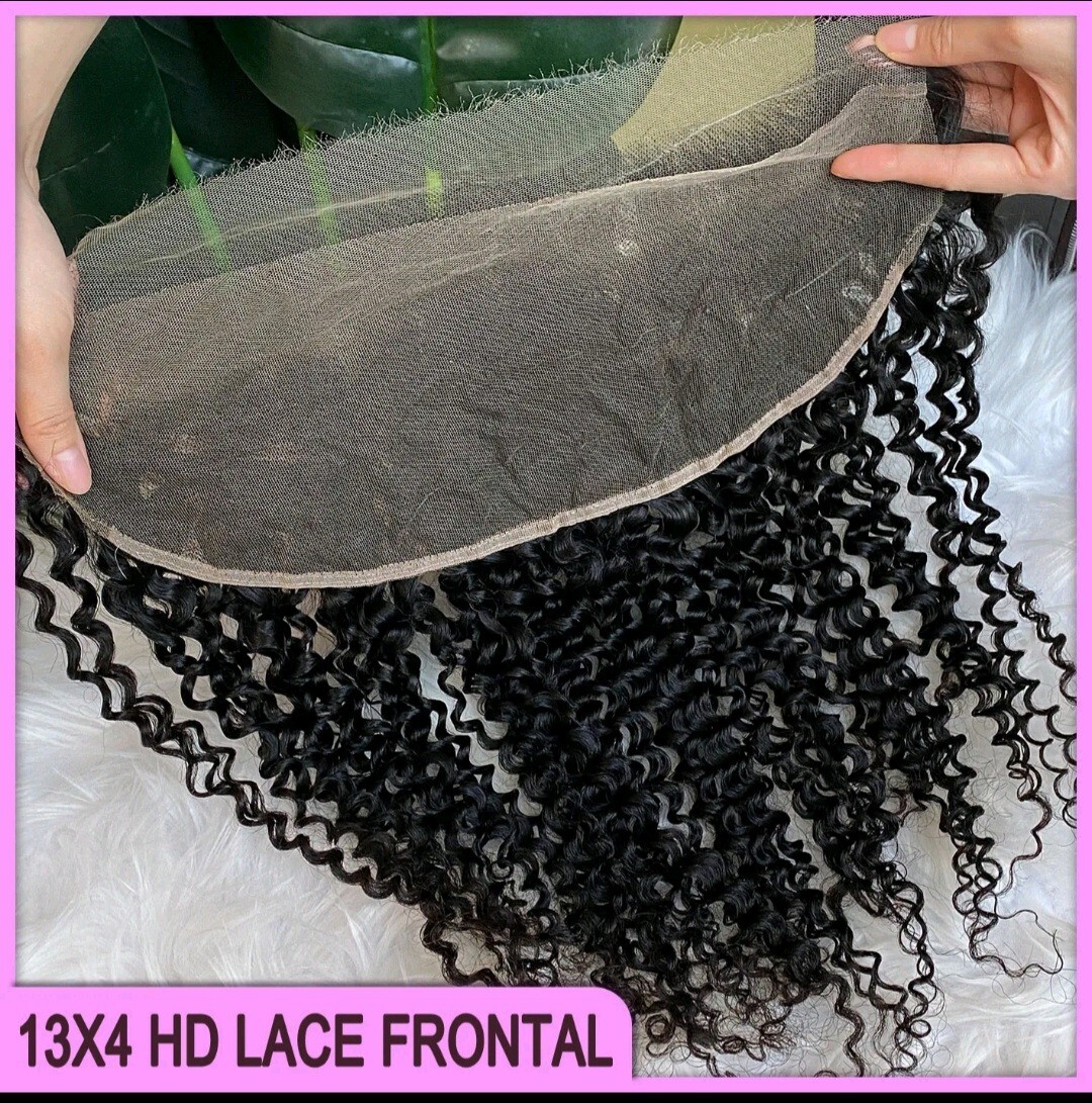 18INCH BRAZILIAN HD THIN LACE FRONTAL 13X4 EAR TO EAR DEEP CURLS COLOUR 1B# 90g