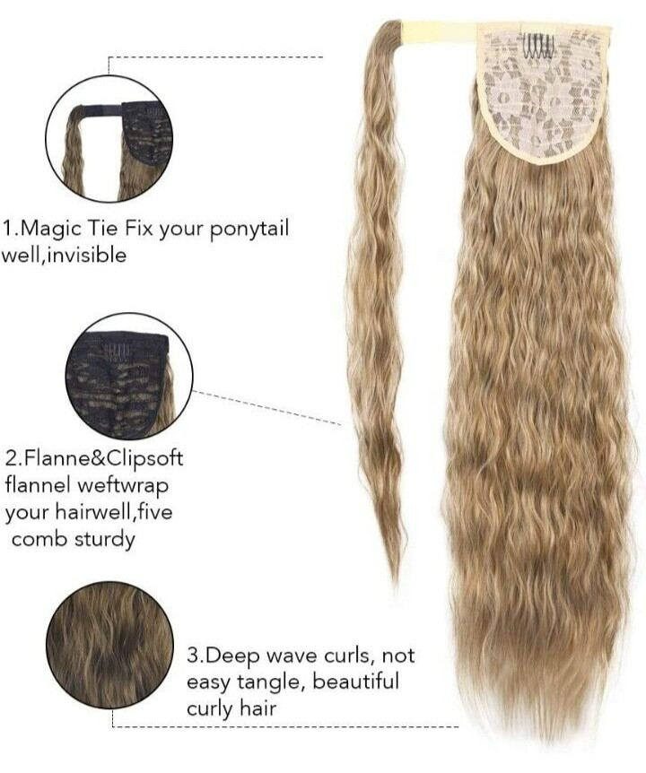 SEIKEA 24 Inch Clip in Ponytail Extension Wrap Around Long Wavy