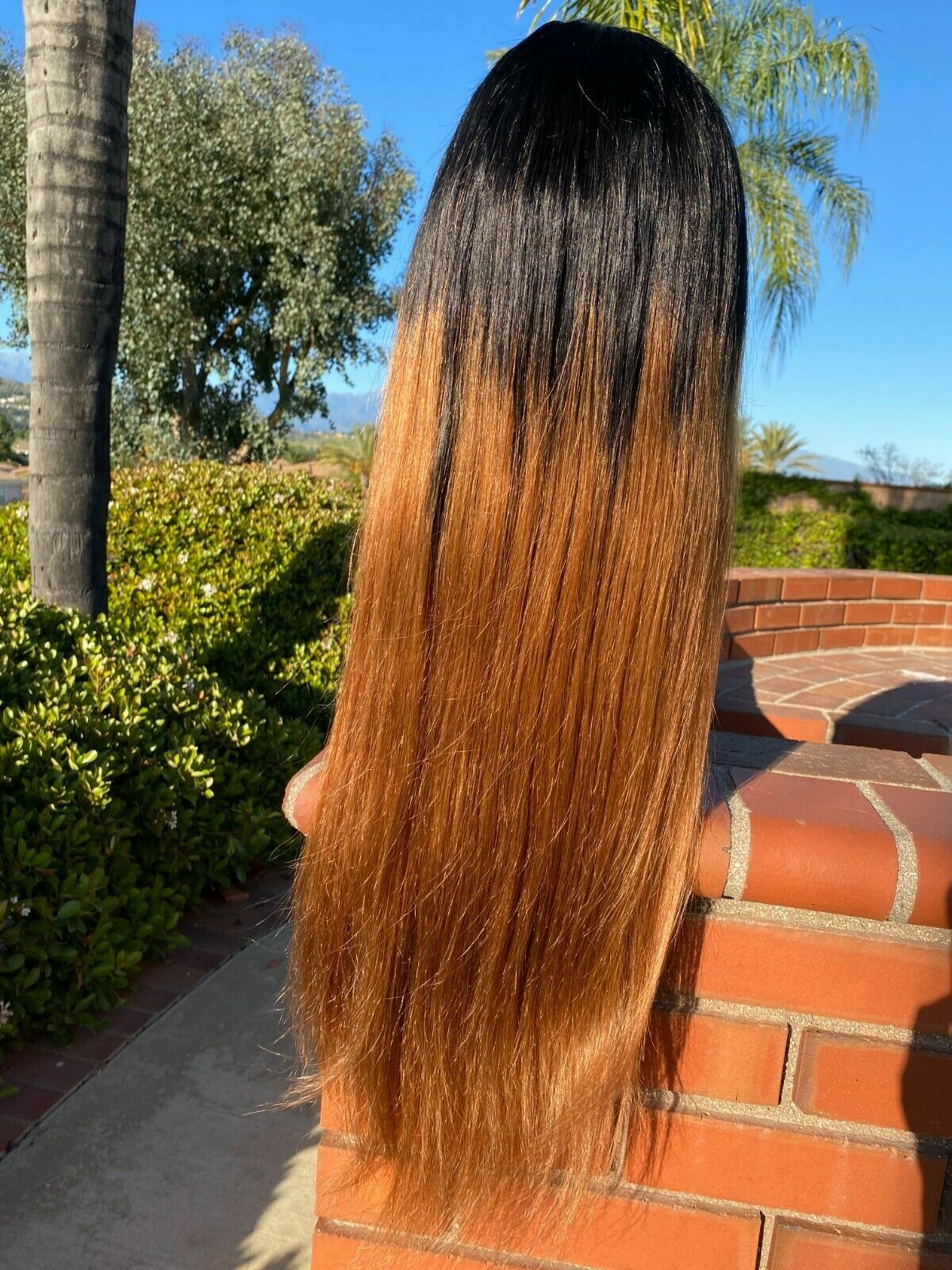 Ombre Color 1B/30 Silky Straight Full Lace Wigs Brazilian Human Hair Lace Wigs