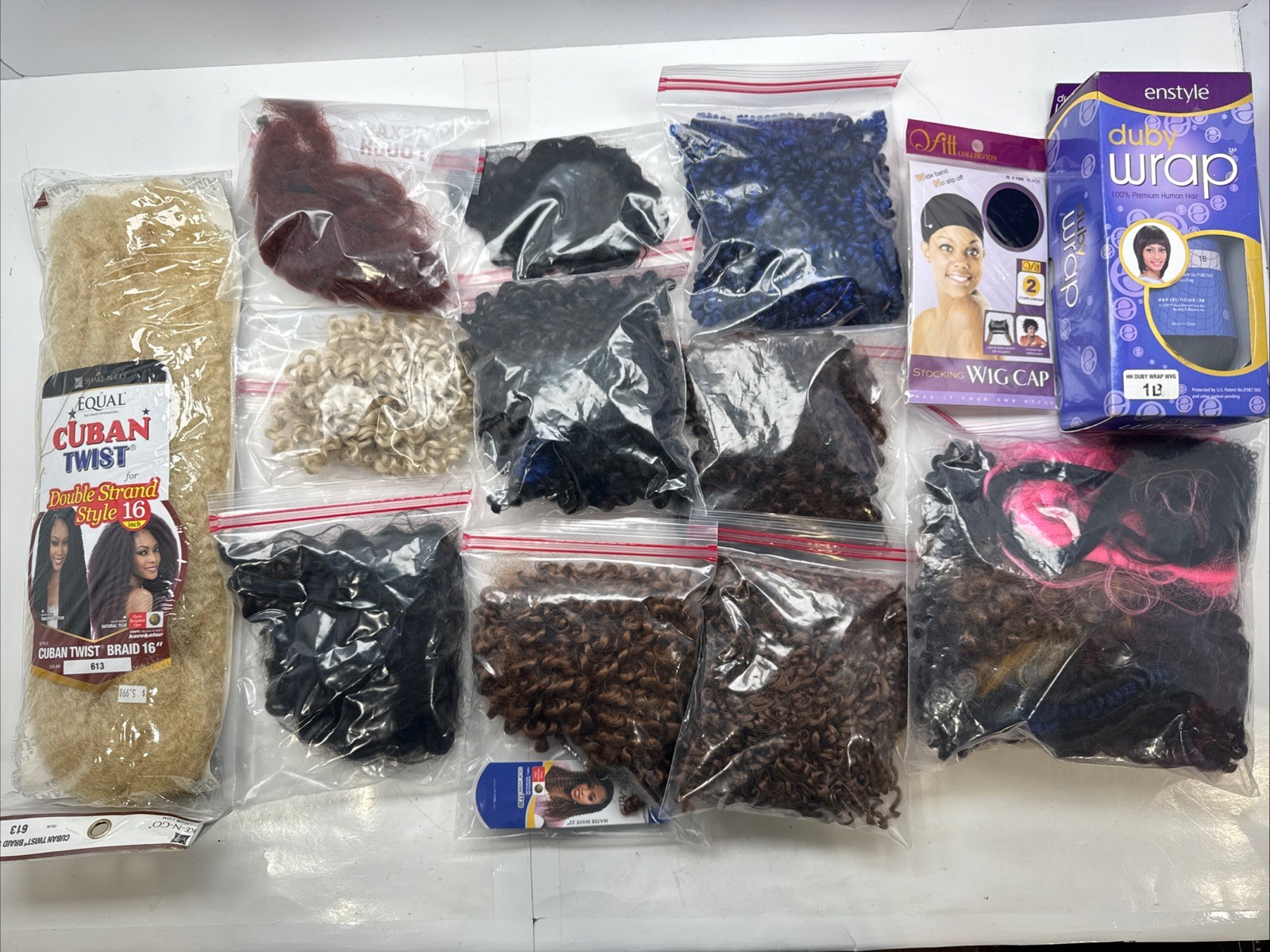 Lot of Synthetic Hair Extensions Multiple Colors Styles Partial Open Packages
