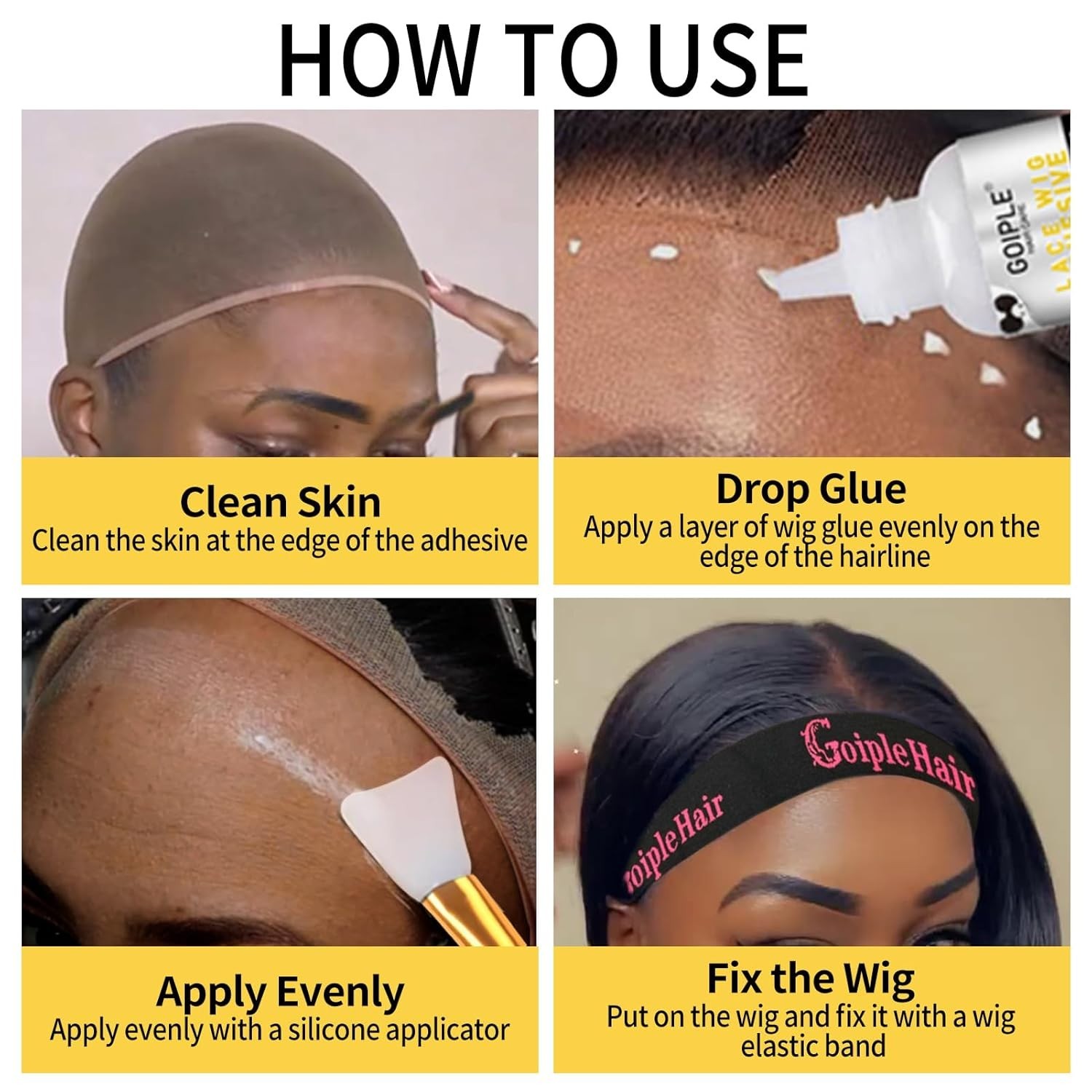 Wig Glue for Lace Front Wigs, Waterproof Lace Front Wig Adhesive & Silicone A…