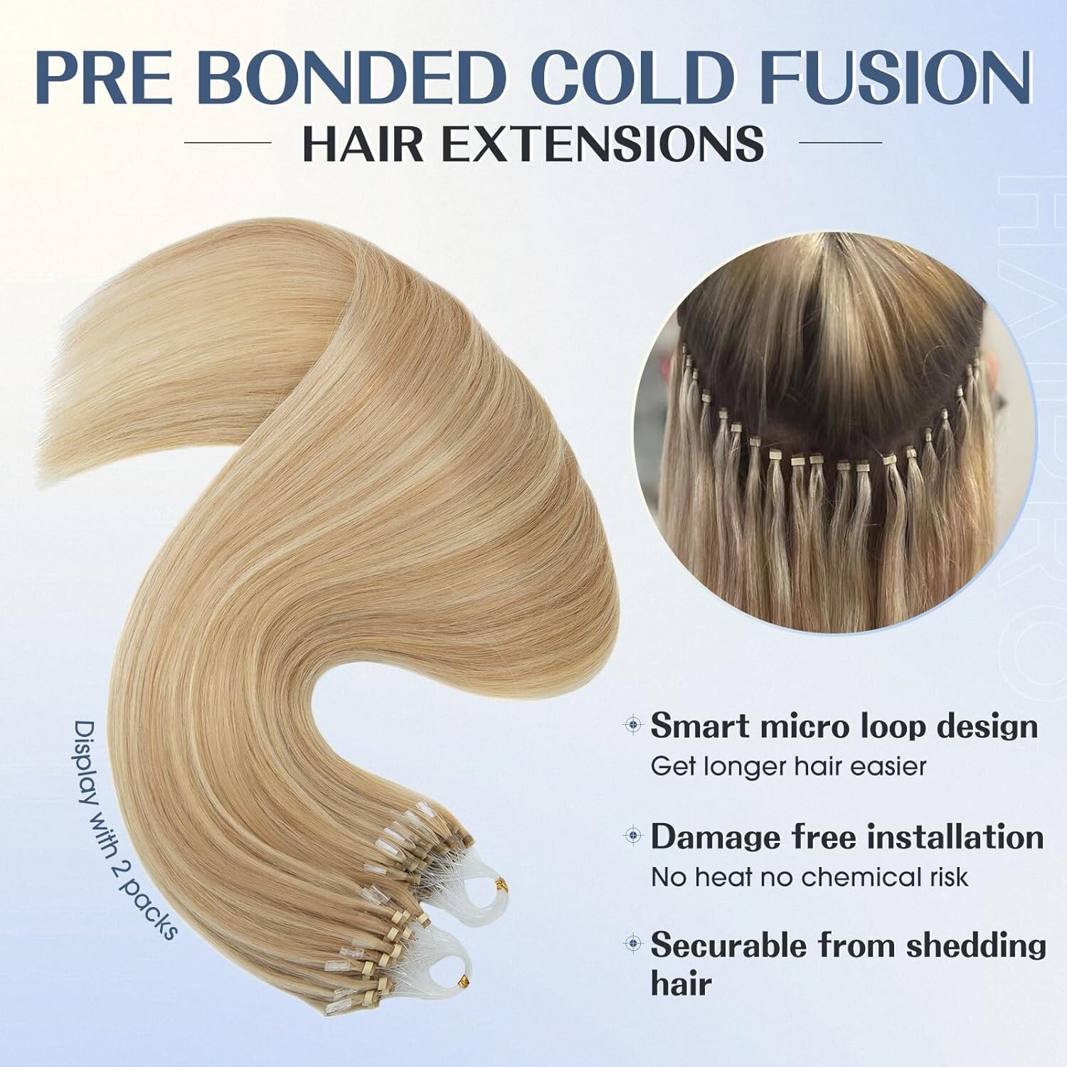 Hairro Microlink Hair Extension Highlighted Balayage Micro Bead Ring Loop Blonde