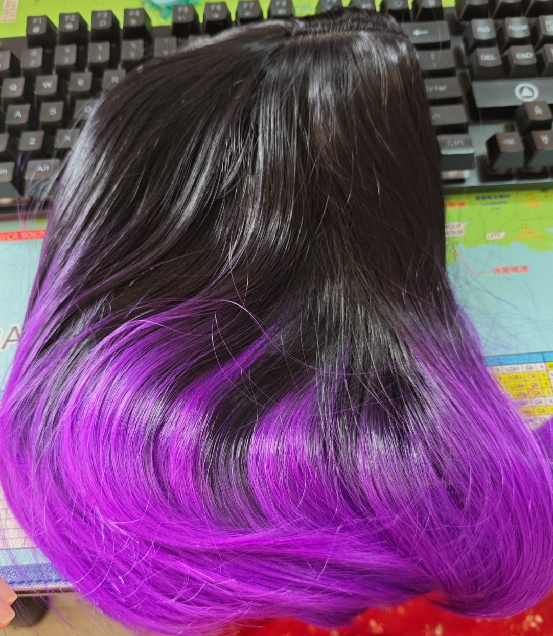 Ombre Black to Purple Wig Short Bob Wigs Shoulder Length Bob Hair Short Straigh