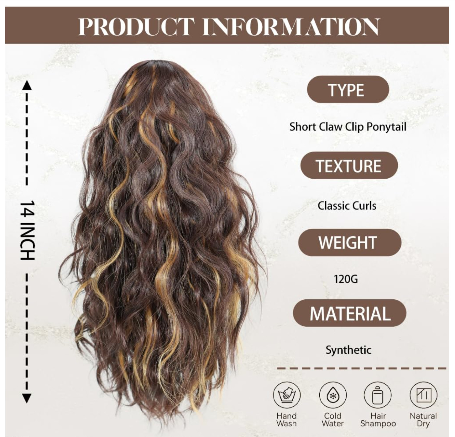 Claw Clip Ponytail Extension for Women Chocolate Brown with Blonde