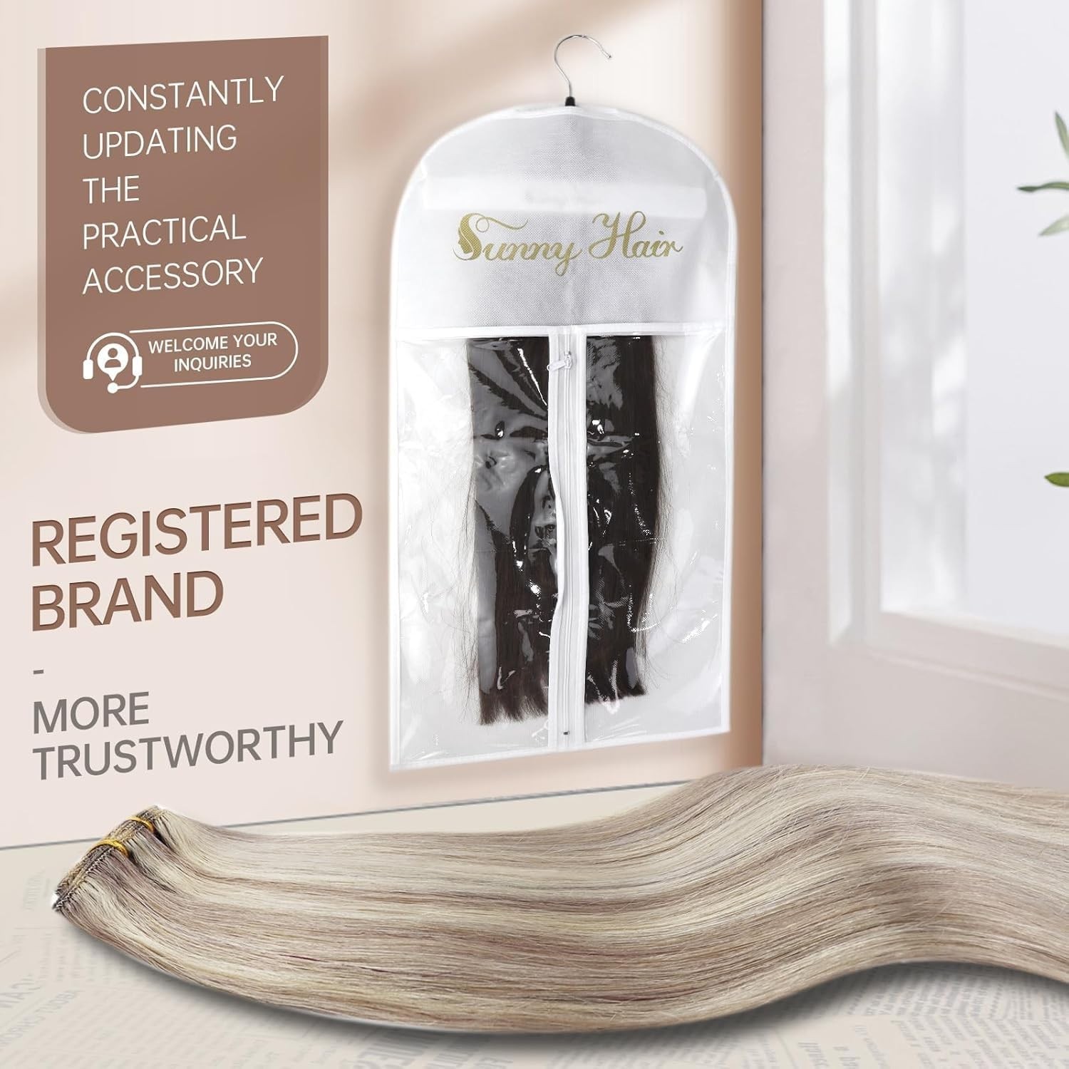 Sunny Hair CLIP-IN 20″ Platinum Blonde Highlight Human Hair Extensions CP P20-60