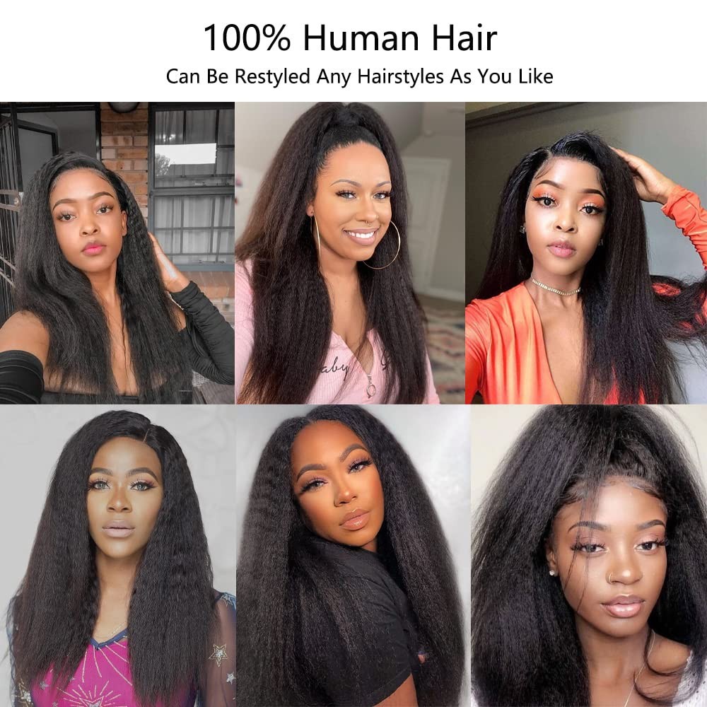 13×4 Natural Color 200% Density Kinky Straigh Transparent Lace Human Hair