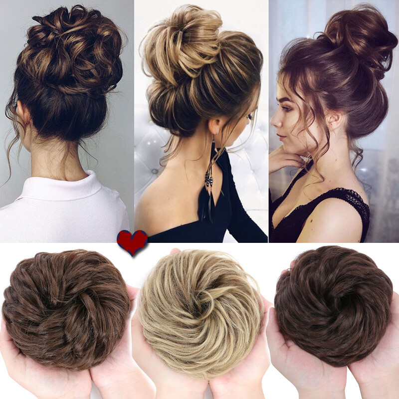 45g Curly Messy Bun Hair Piece Scrunchie Updo Cover Hair Extension Real As Human