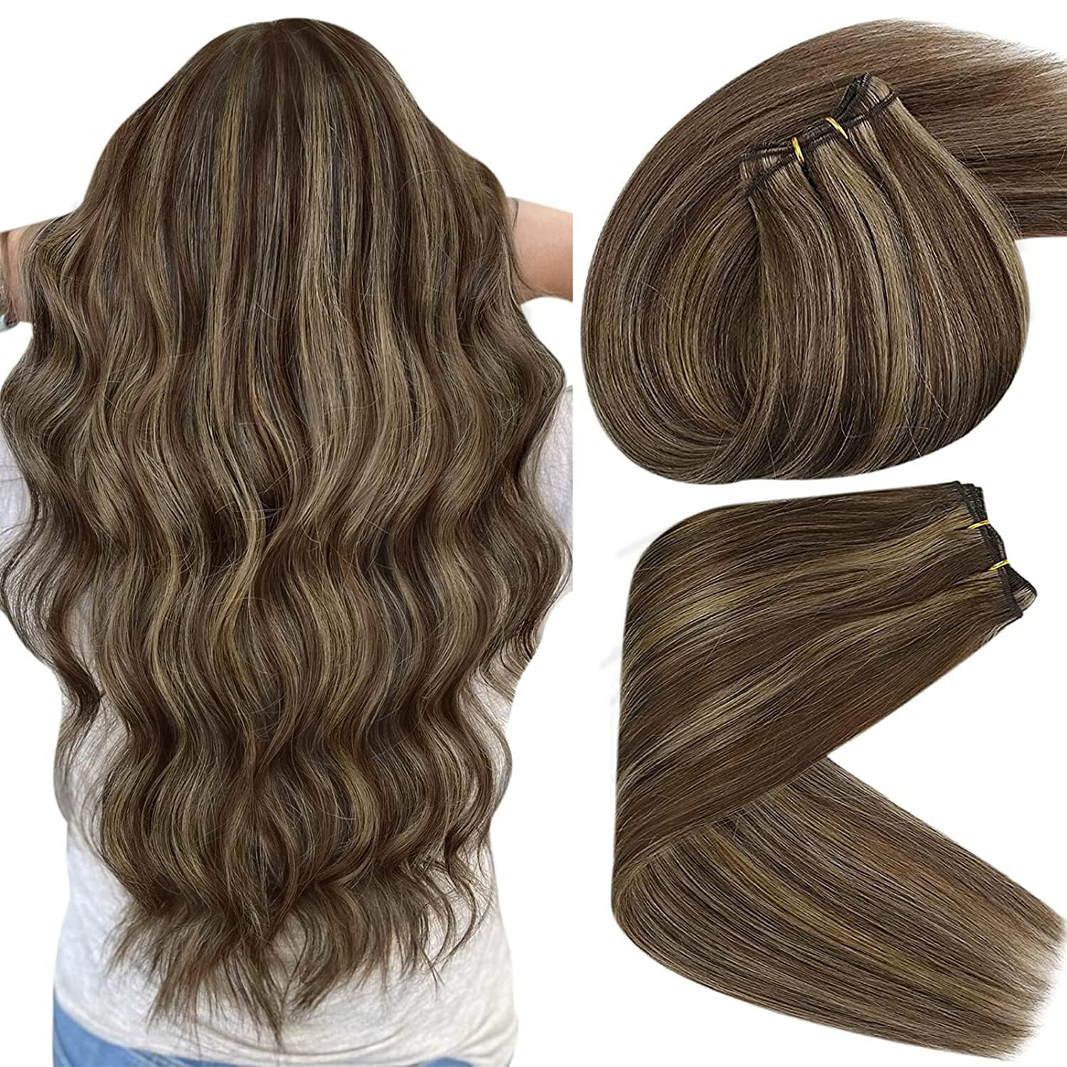 Sew In Weave Weft Human Hair Extensions Remy Straight Russian Hair Thick Bundle