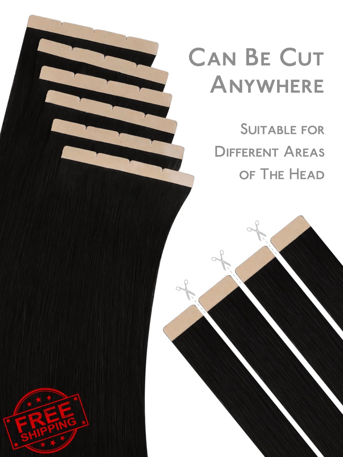 Wennalife 8cm 14″ 50g 10pc Jet Black Tape In Hair