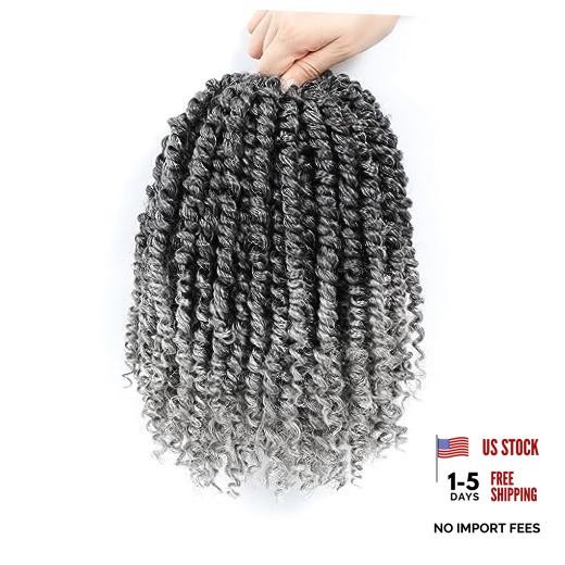 Passion Twist Hair 10 Inch 8 Packs, Pre Twisted 10 Inch (Pack of 8) TGray#