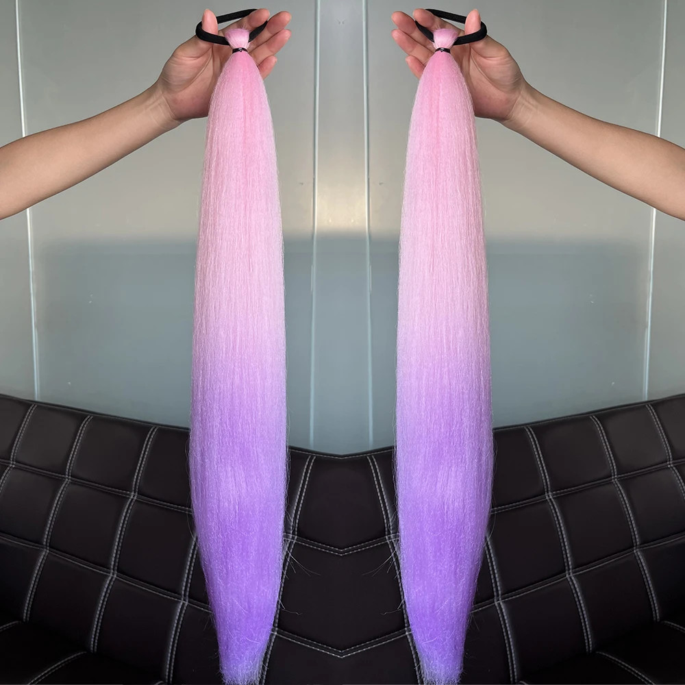 2Pcs Synthetic Straight Ponytail Hair Extensions With Elastic Hair Tie