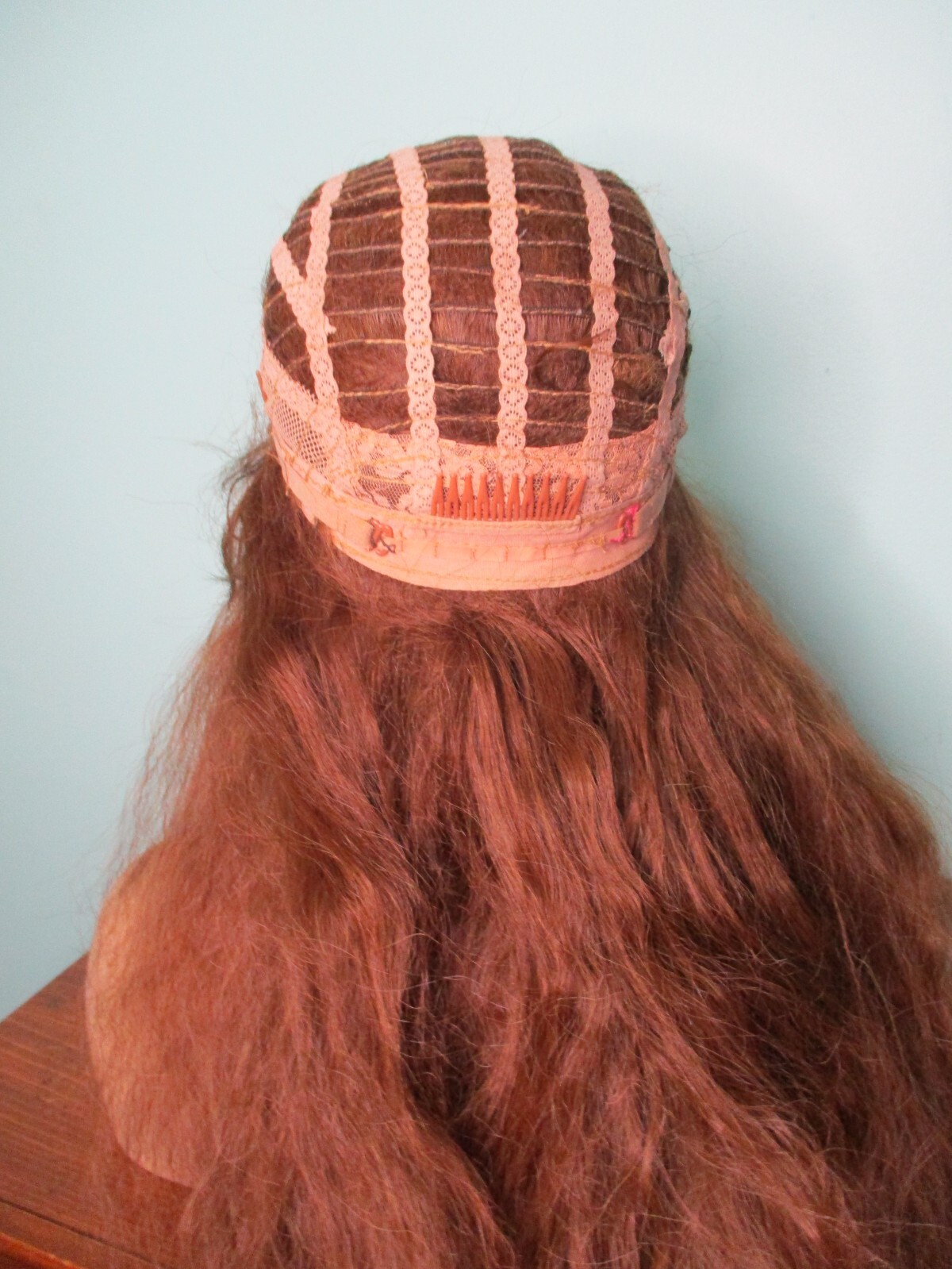 28″ medium brown long wavy thick WIG with combs – BIG WIG – big hair