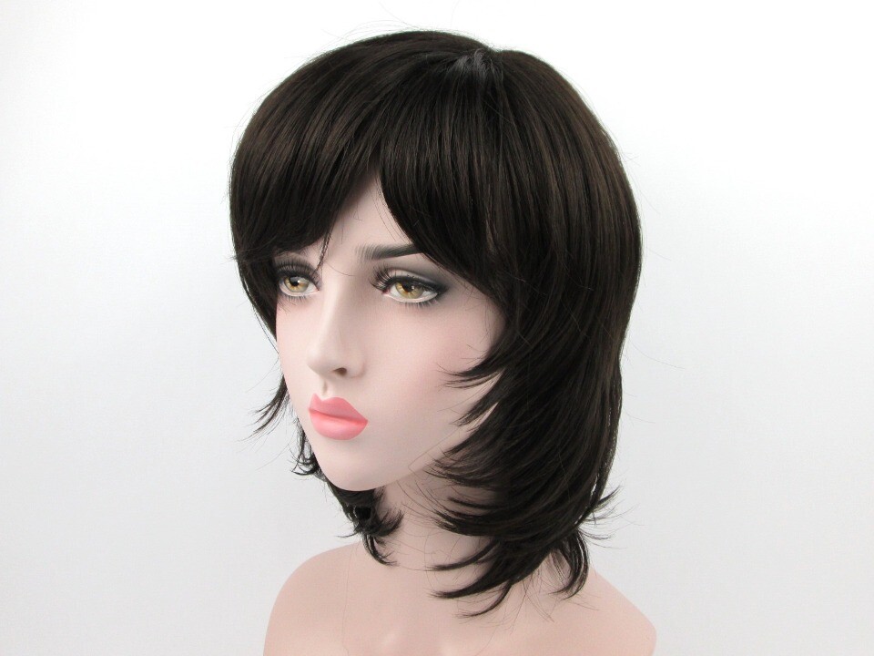 70S WOMENS STRAIGHT HAIR MID-LENGTH FACE-FRAMING LAYERED SHAG BOB WIG THORA