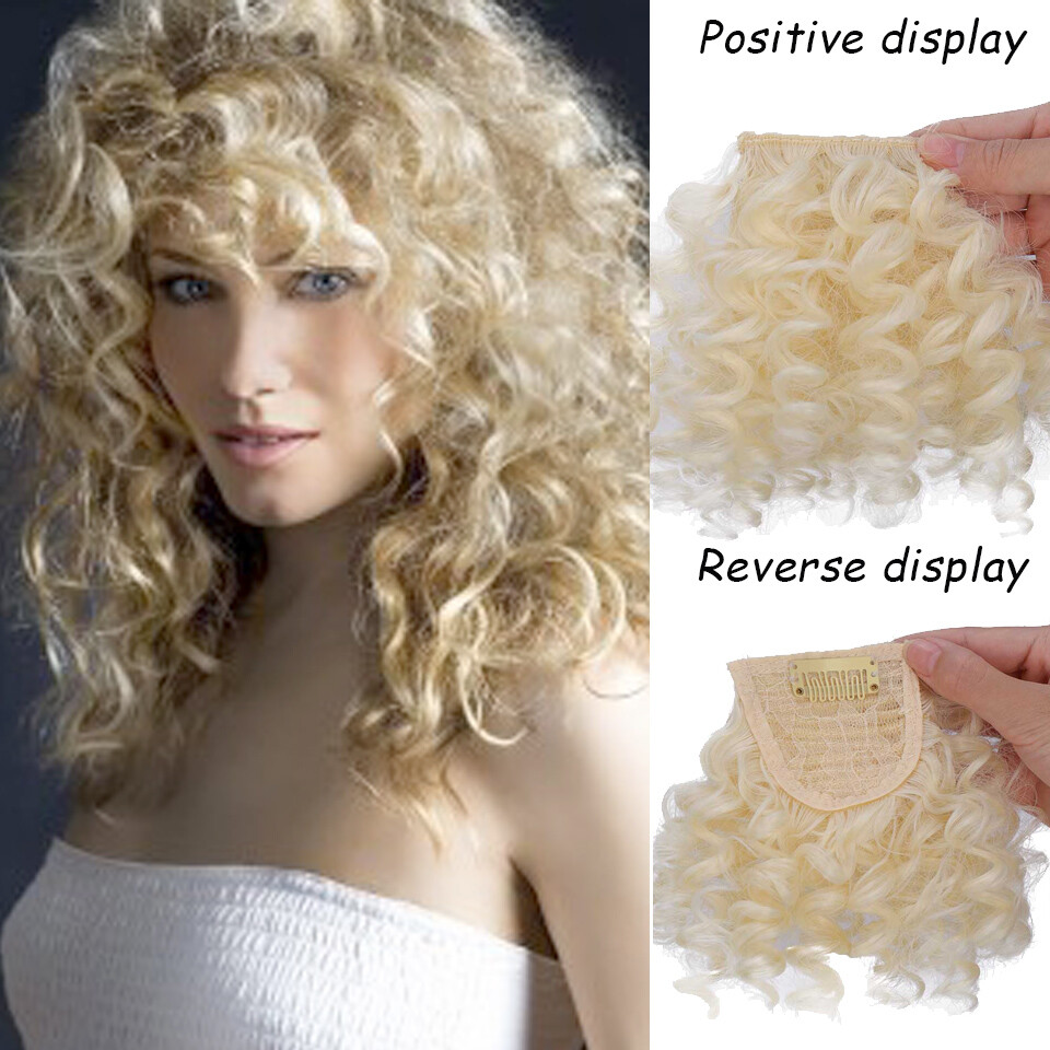 Clips on Jerry Curly Hair Bangs Clip in 100% Human Hair Front Bangs For Women