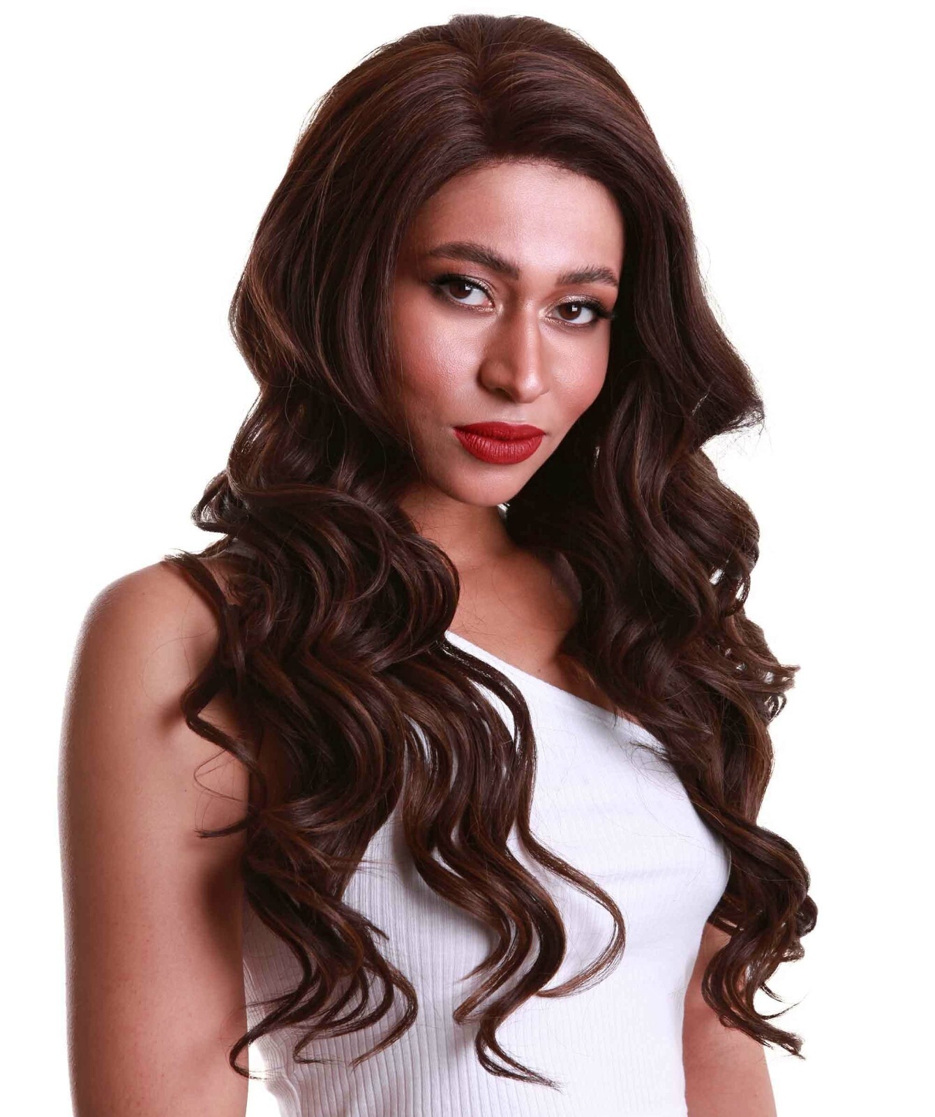 LUXLUXE Lucinda Wavy 23″ Long 4X4 Hand-Tied Lace Front Wig, Good Heat Resistant