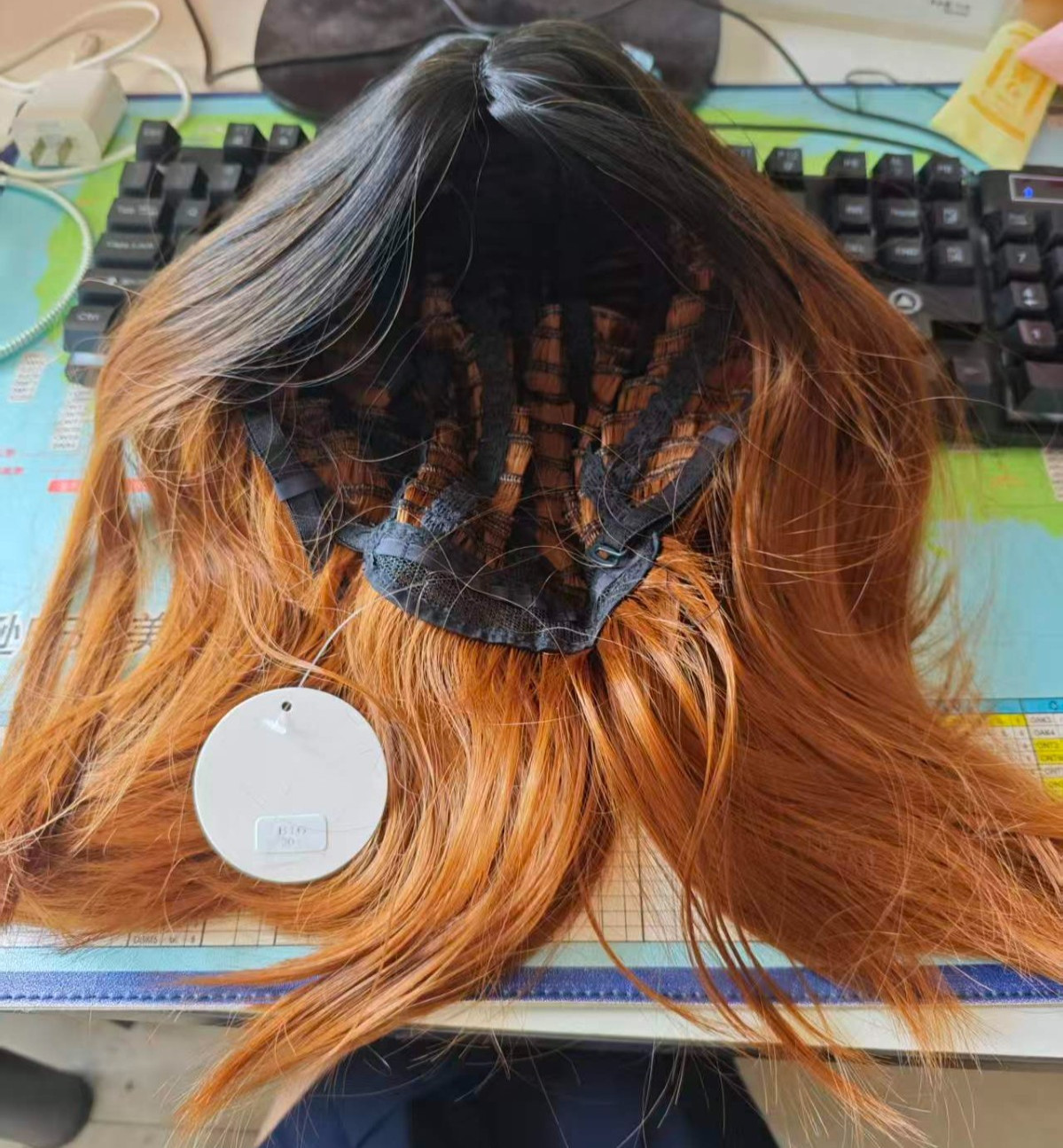 Black Ombre Brown Long Synthetic Hair Wig for Women Party Natural Middle Part Wi