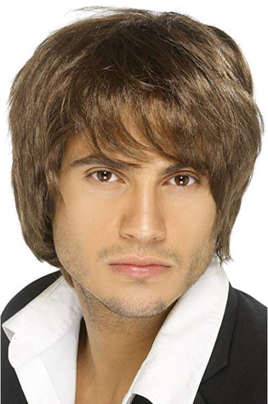 New Handsome Short Mens Wig Straight Black Brown Platinum Blonde Toupee for Man