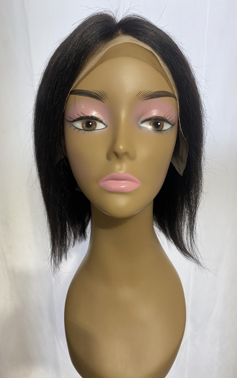 10” HD Lace Front Bob Wig 13×4 Pre Plucked Yaki Human Hair Black Natural Density