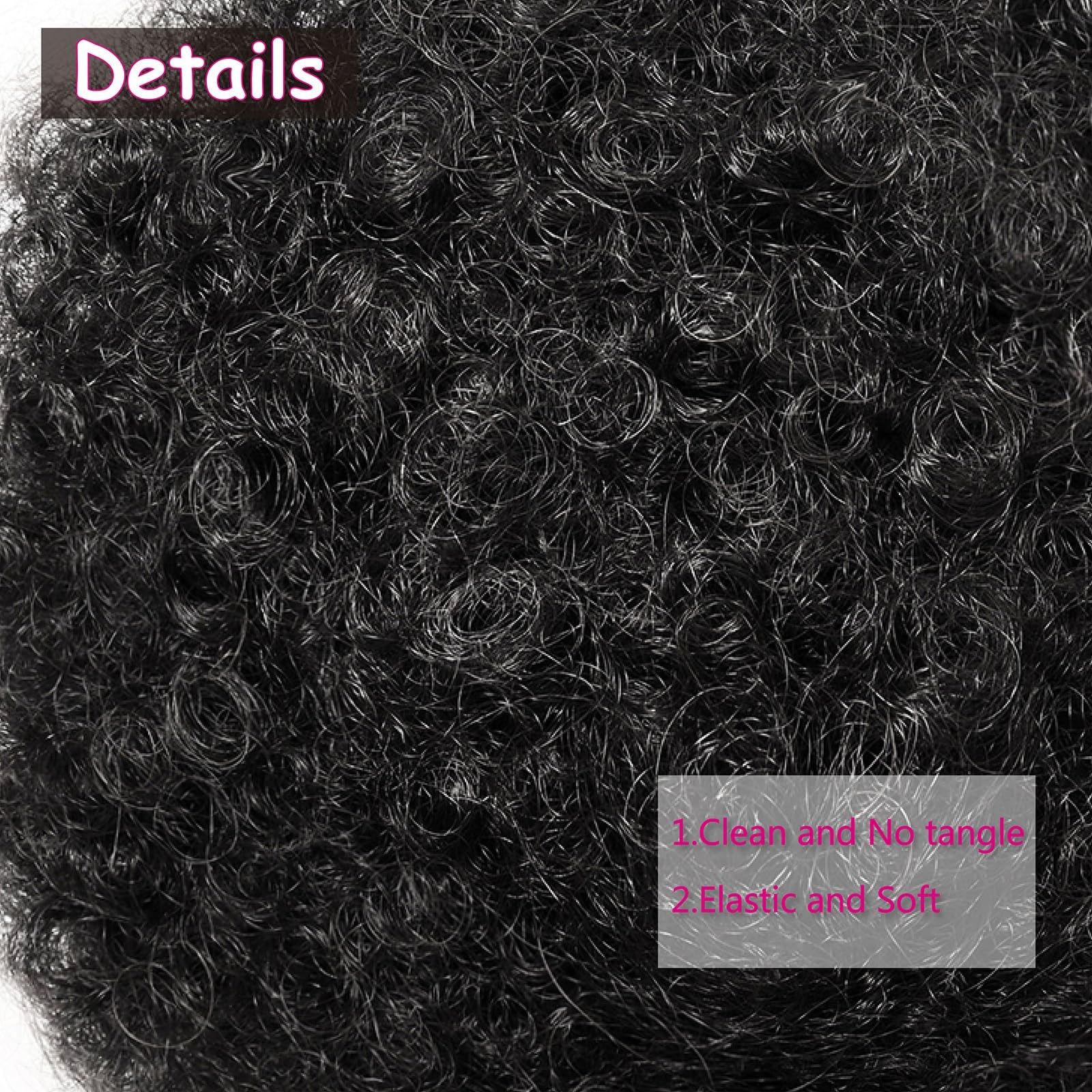 Afro Puff Ponytail for Black – Natural Black 8 Inch 100% Human Hair Puff Hair…