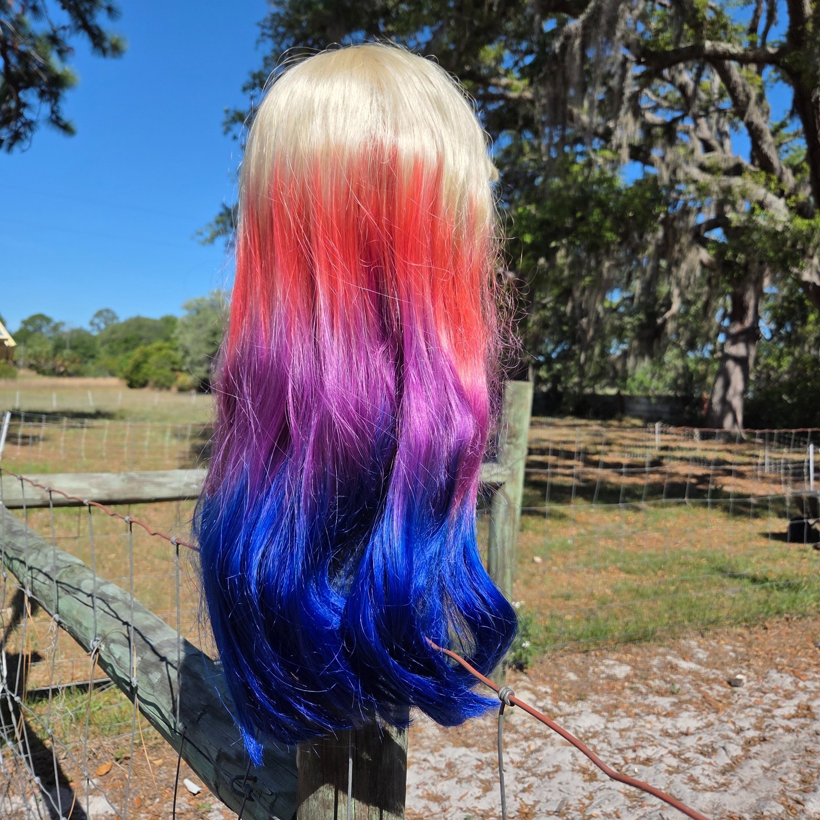 Jon Renau Full Lace Front Wig Long Colorful Bright Pride Blonde Bangs Dyed