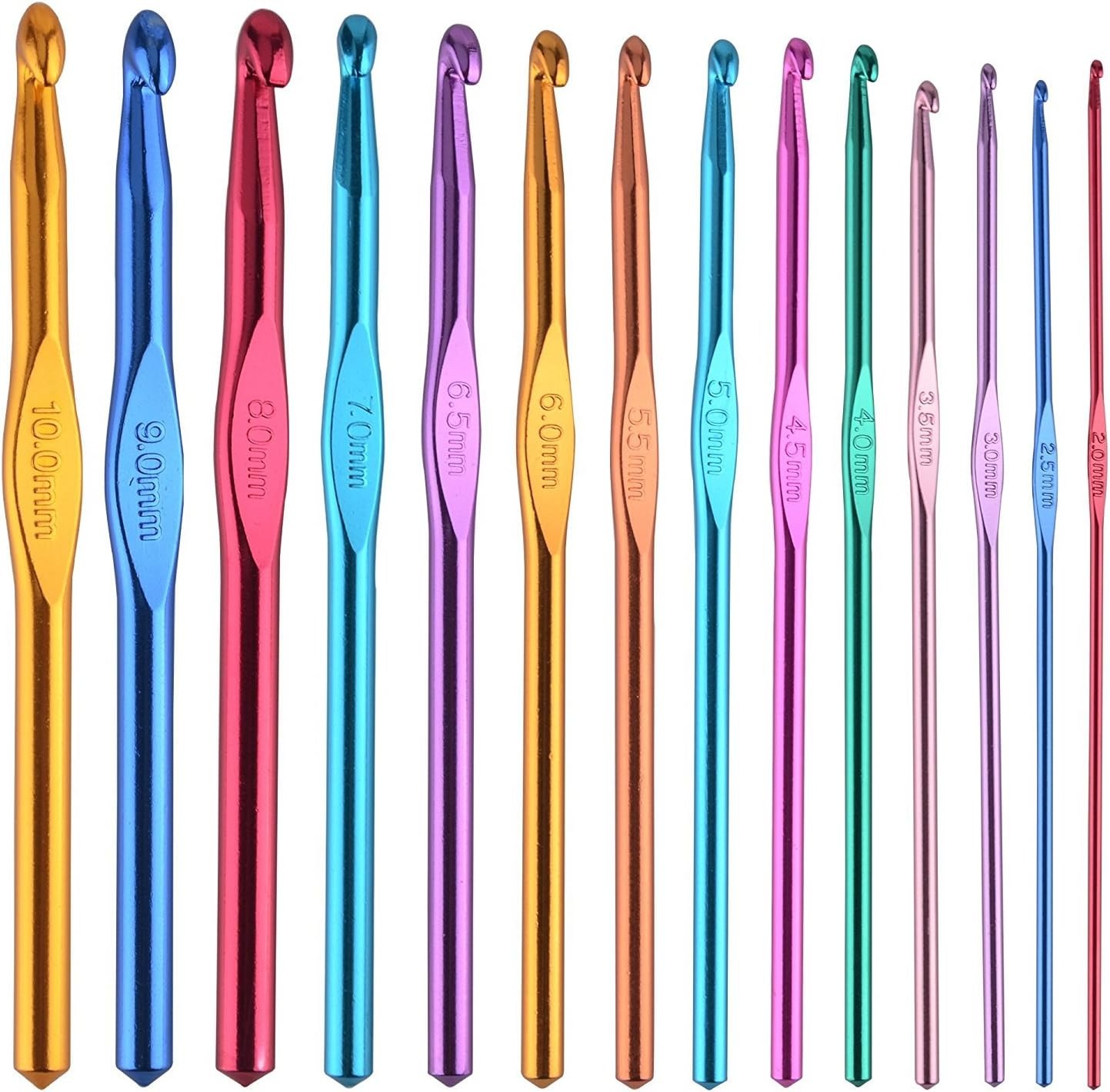 BCMRUN 14 pcs Multicolor Aluminum Crochet [‘Multi color (random color)’]