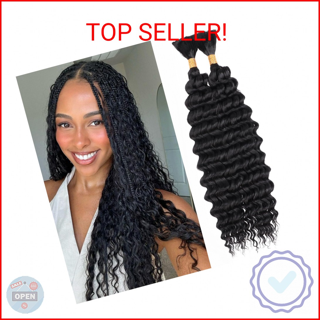 Leeven Braiding Hair for Boho Braids 18 Inch 2 Bundles Natural Black Water Wave