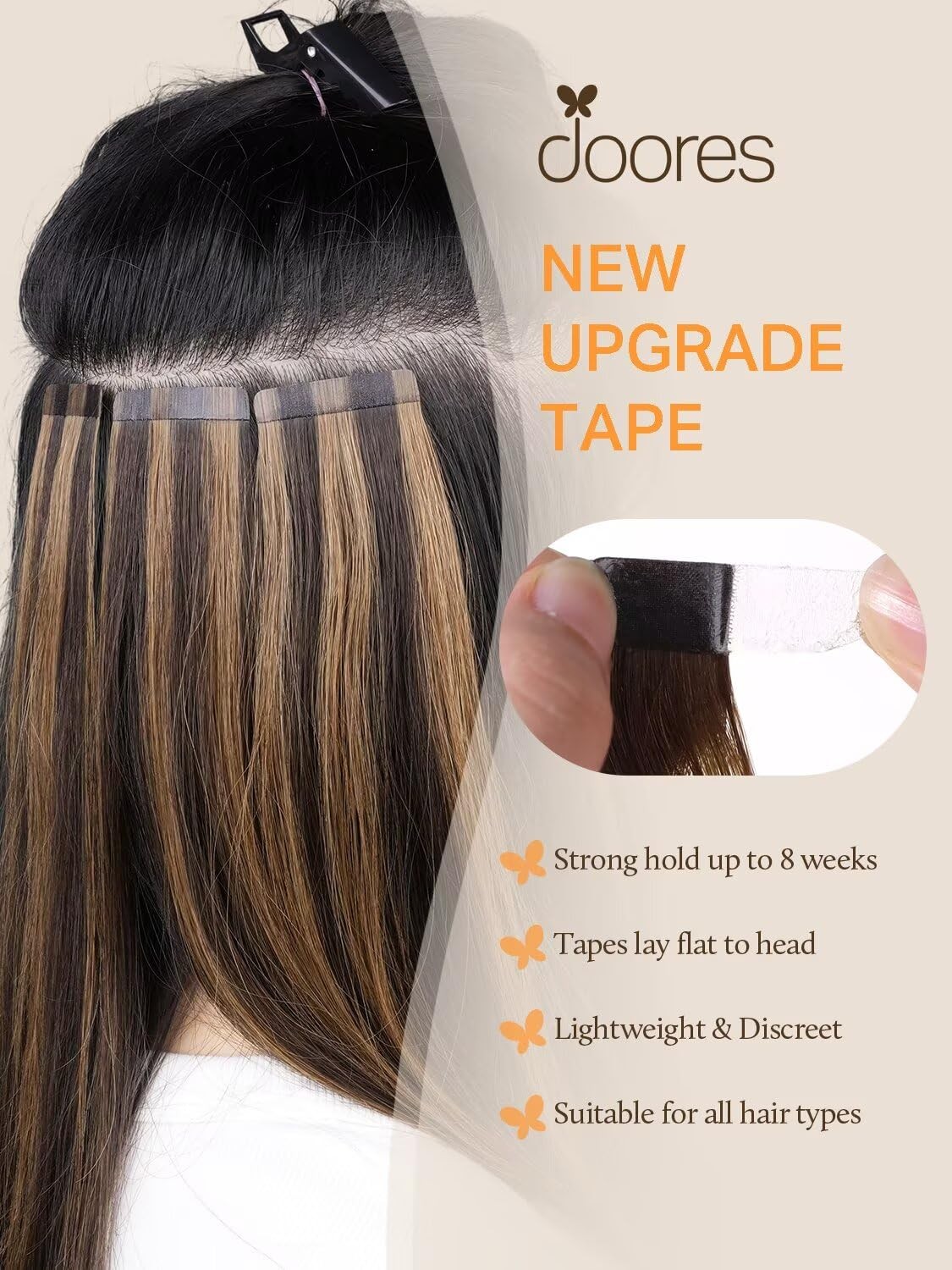 DOORES Medium Brown Highlighted Dirty Blonde 10″ 20g Human Hair Extensions