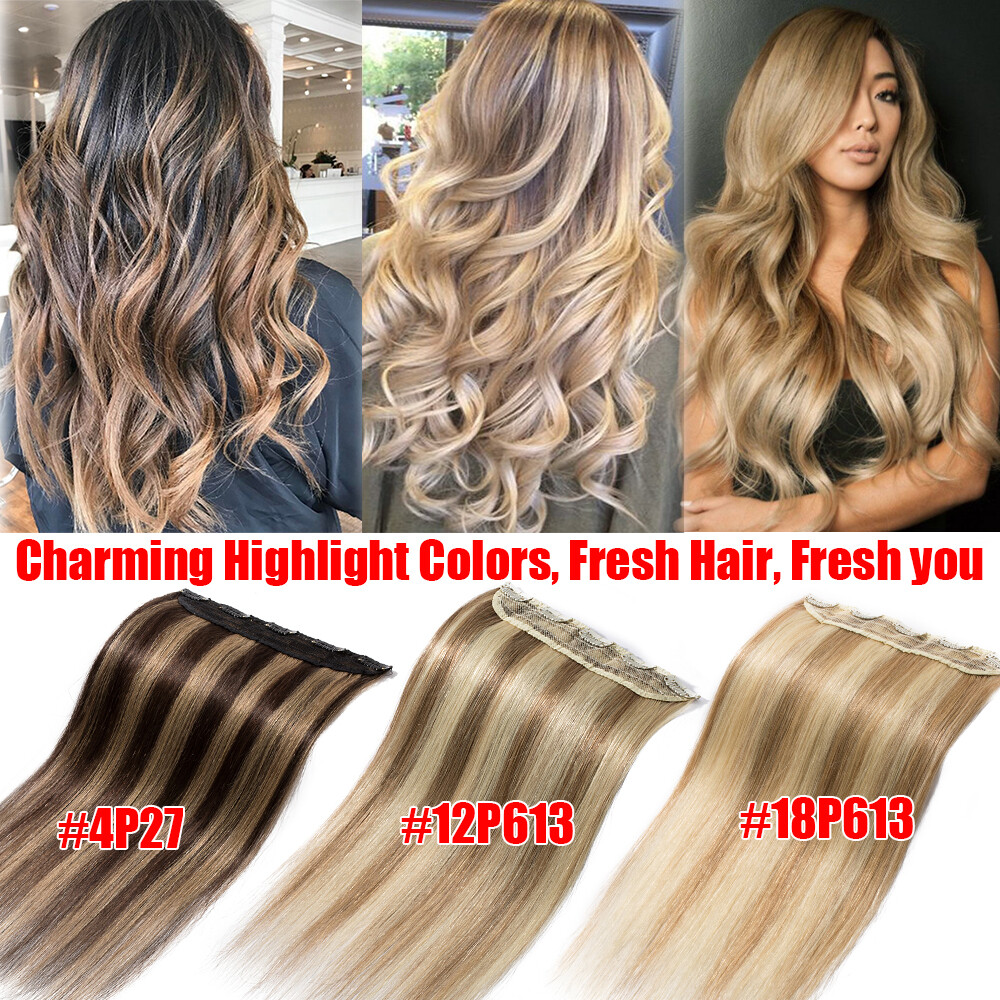 100% Soft 100% Remy One Piece Clip in Real Human Hair Ectensions 3/4 Full Head
