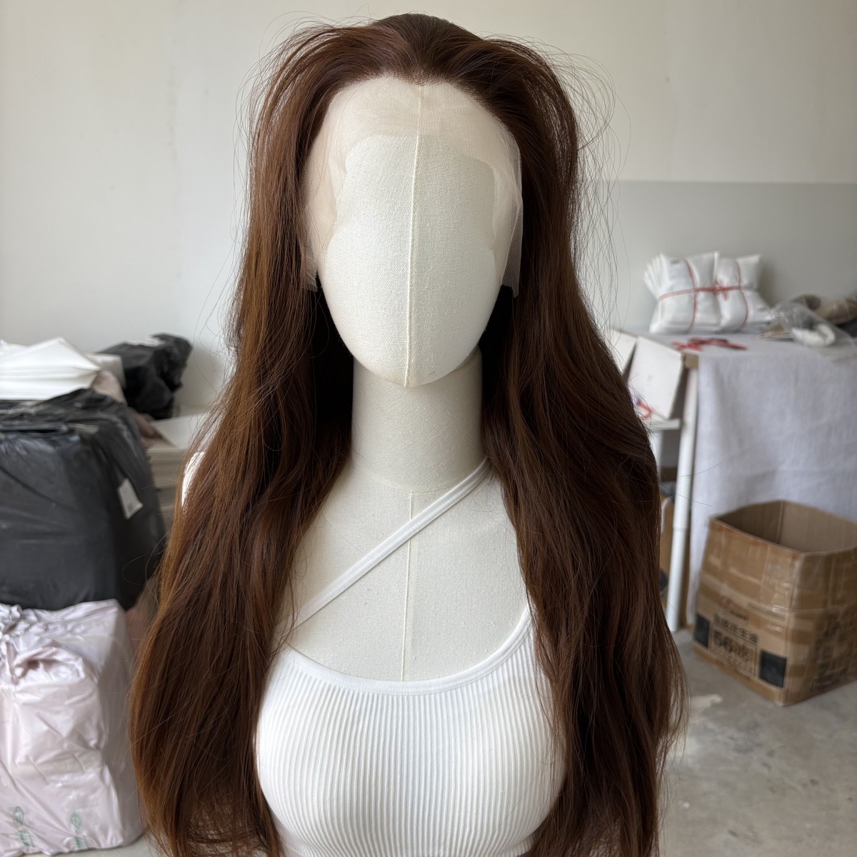 Lace Front Wig Natural Choc Brown Long Straight Heat Resistant Synthetic Hair