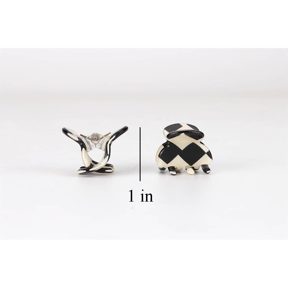 4 PCS Checkered Claw Clip Mini Hair Clips 1 Count (Pack of 4), Multi-colored
