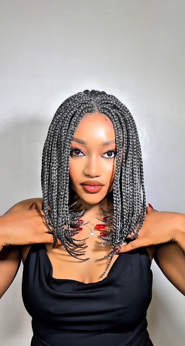 LUXLUXE Tiara Straight 12 in Long 4X4 Hand Tied Lace Braided Wig, BLB-0140