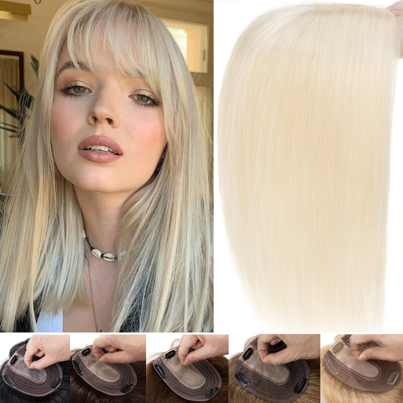 US CLEARANCE Topper Hairpiece Remy Clip In Toupee Top Piece/Human Hair Silk Base
