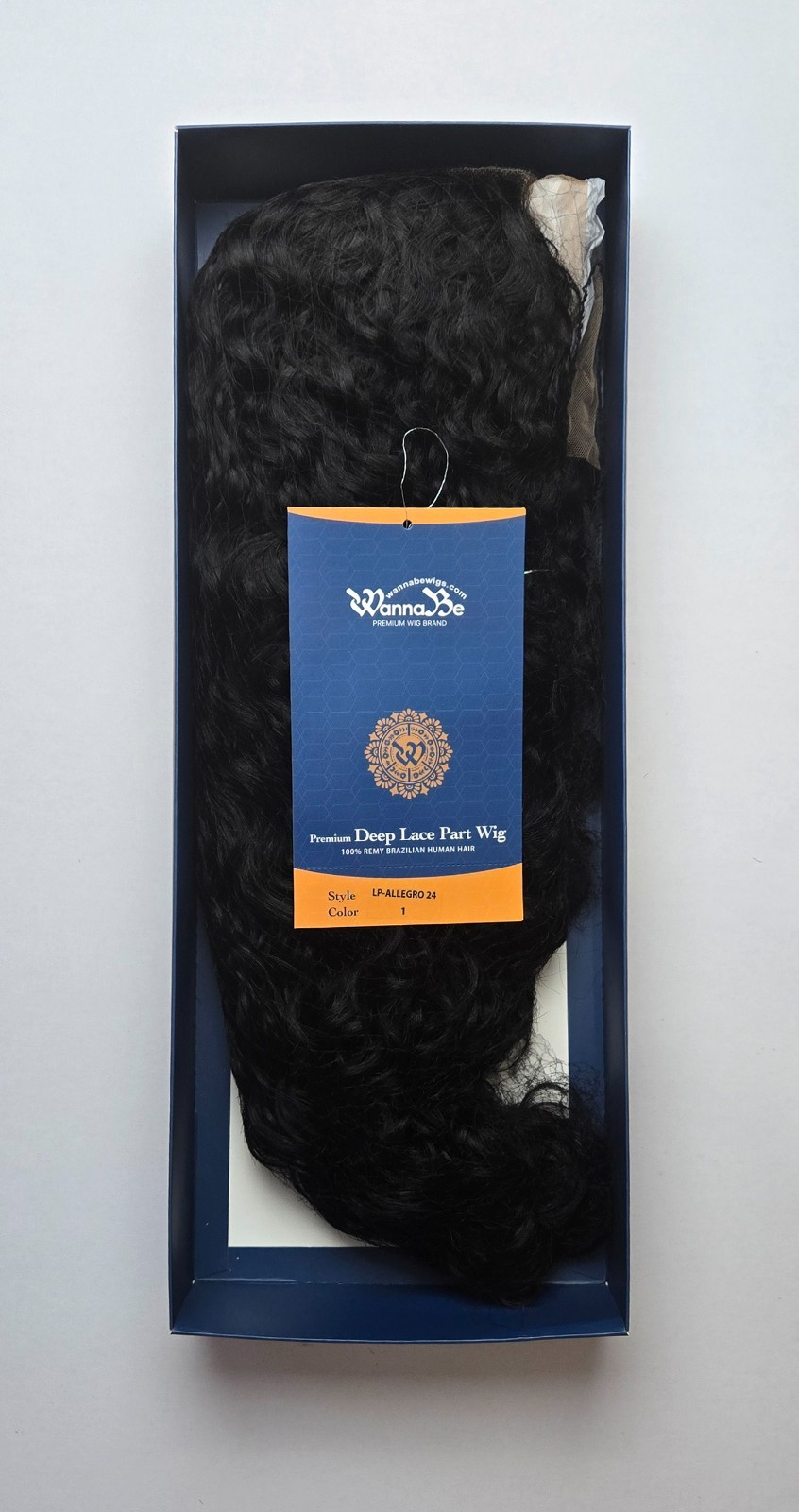 WannaBee Deep Lace Part Curly Human Wig 24″ #1