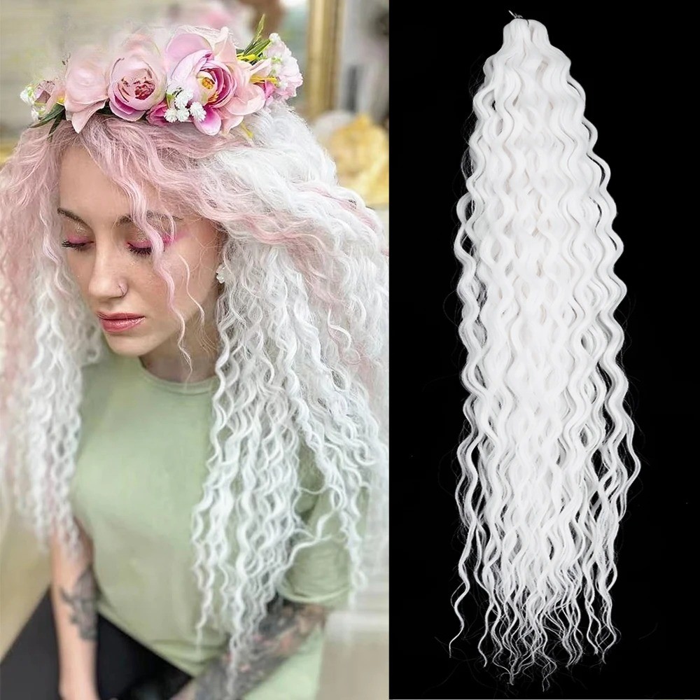 22Inch Ombre Blonde Ariel Curl Water Wave Synthetic Braiding Hair Extensions