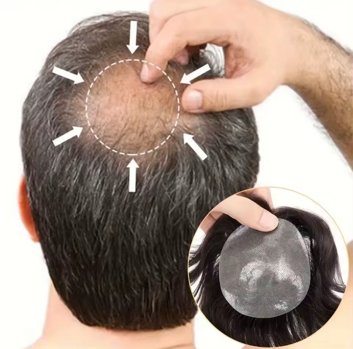 Men’s Toupee Hairpiece Tape-In Closure Straight 6in Multi Color