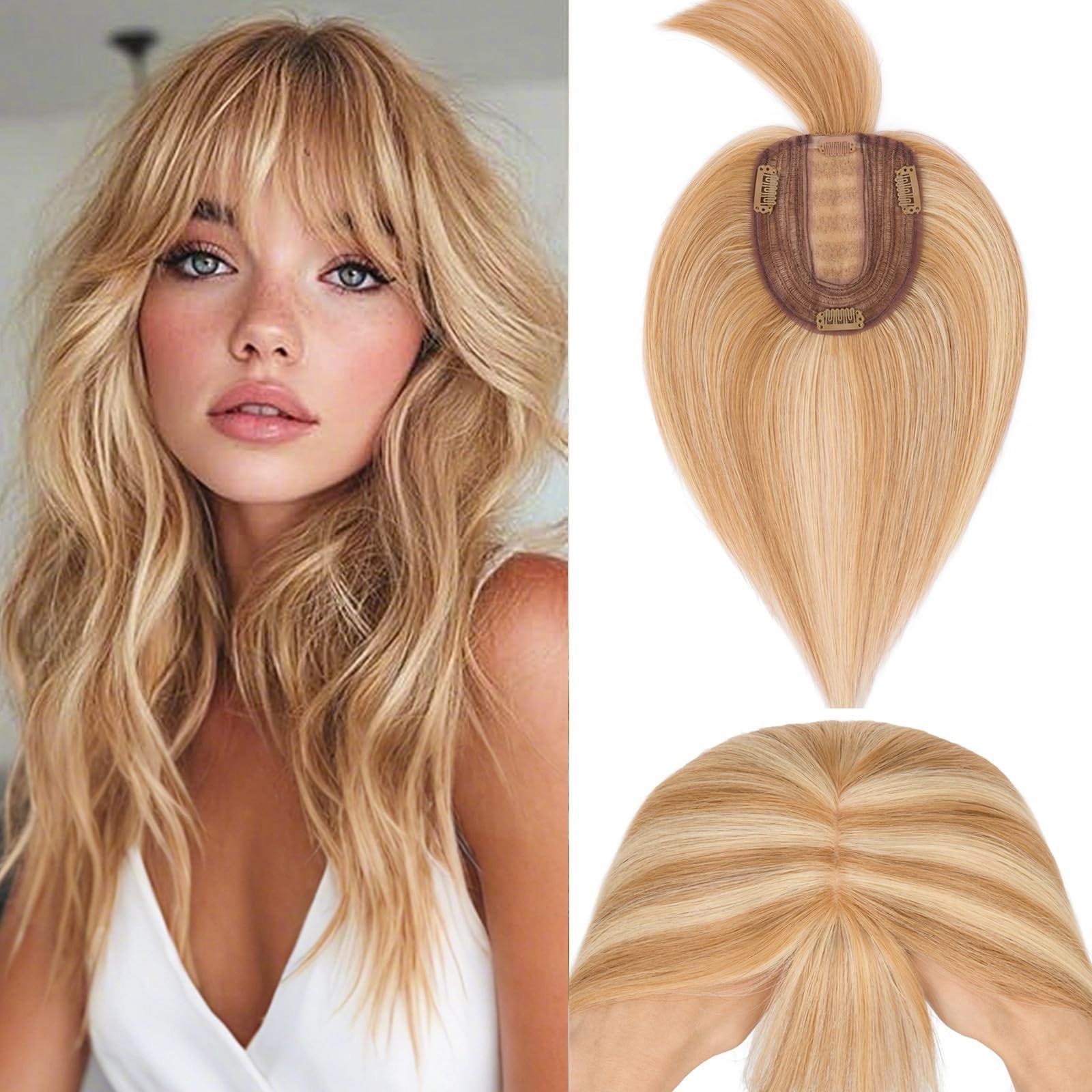 Real Human Hair Toppers For Women With Bang 100% Remy Human Hair
