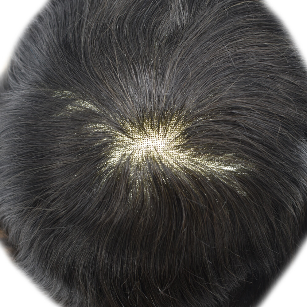 French Lace Front Hairpiece Mens Toupee Poly Skin PU Hair System Replacement Wig