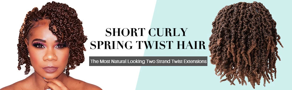 Short Curly Spring Pre twisted Ombre Synthetic Crochet Braids Hair Extensions
