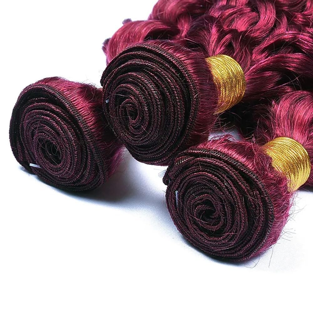 Giginger Burgundy 99J Water Wave Human Hair Bundles 20 22 24 Inch Wine Red
