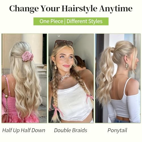 Invisible Wire Hair 20 Inch Beige Blonde mix Lvory Blonde Highlights