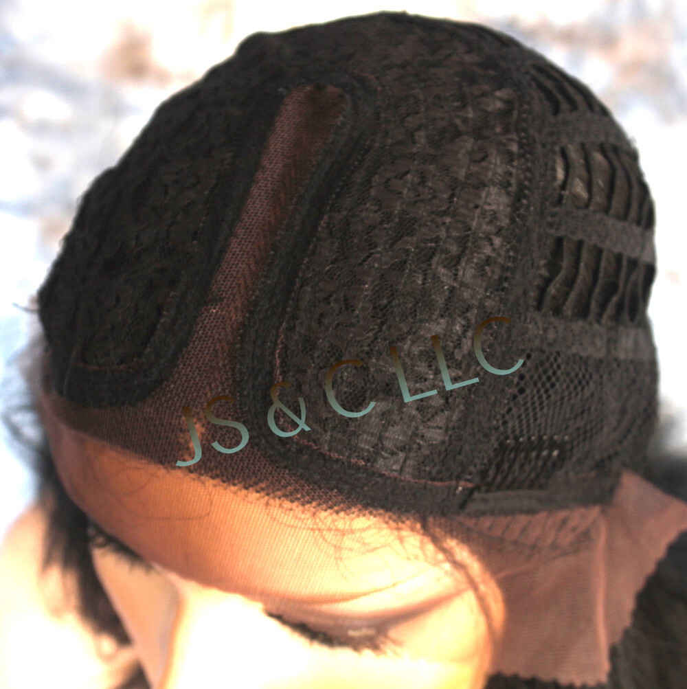 Human hair Blend Hand Tied Monofilament Full LACE FRONT WIG Off Black 1B JSLY