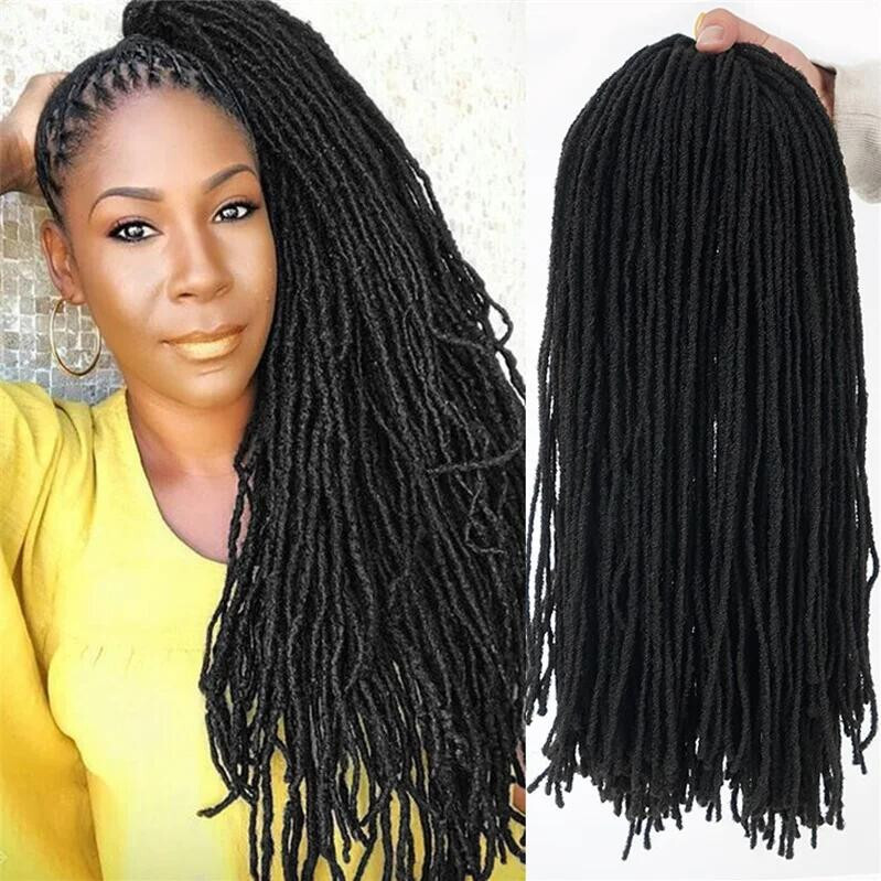 18″ Thin Faux Locs Micro Dreads Sister Locks Crochet Braids DE Hair Extension