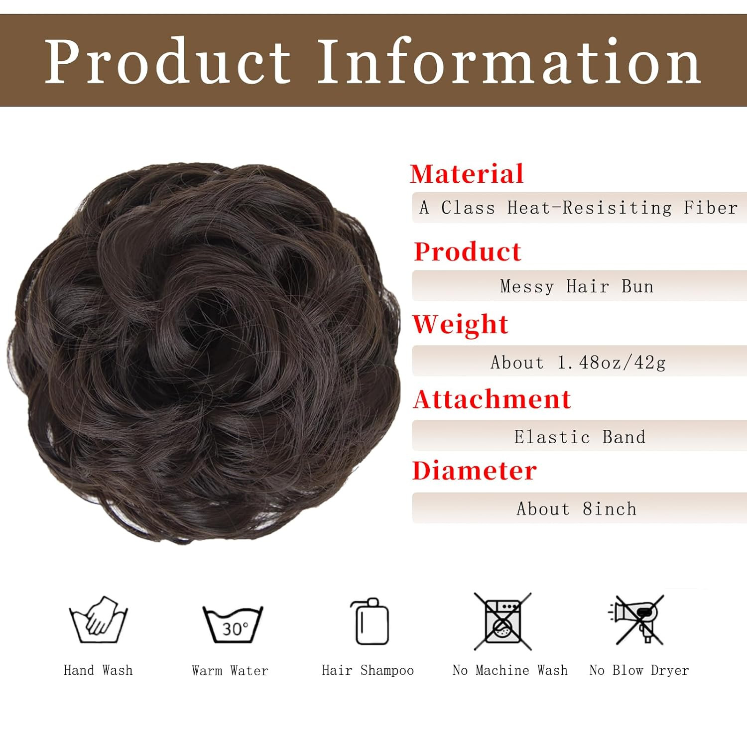 1PCS Messy Bun Hair Piece Wavy Curly Thick Updo Hairpiece Synthetic Chignon Hair