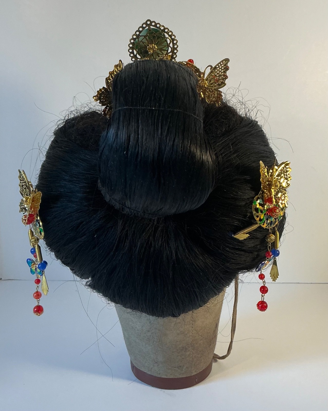 Japanese Traditional KATSURA Japanese Hair Bridal Wig Case with Stand & Kanzashi