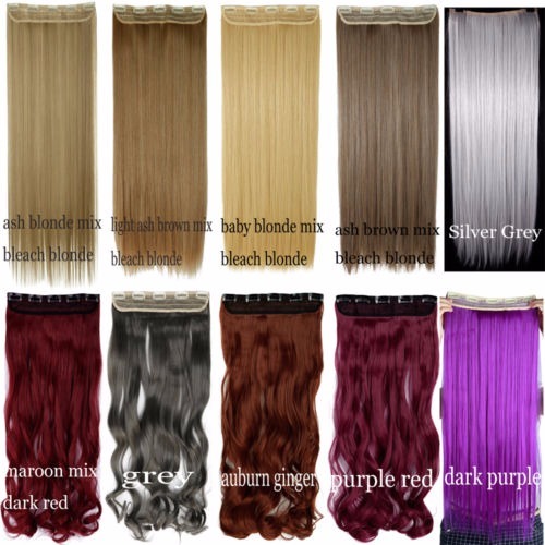 One Piece Clip in Hair Extensions Full Head Straight Curly V-Shape Hairpiece USA