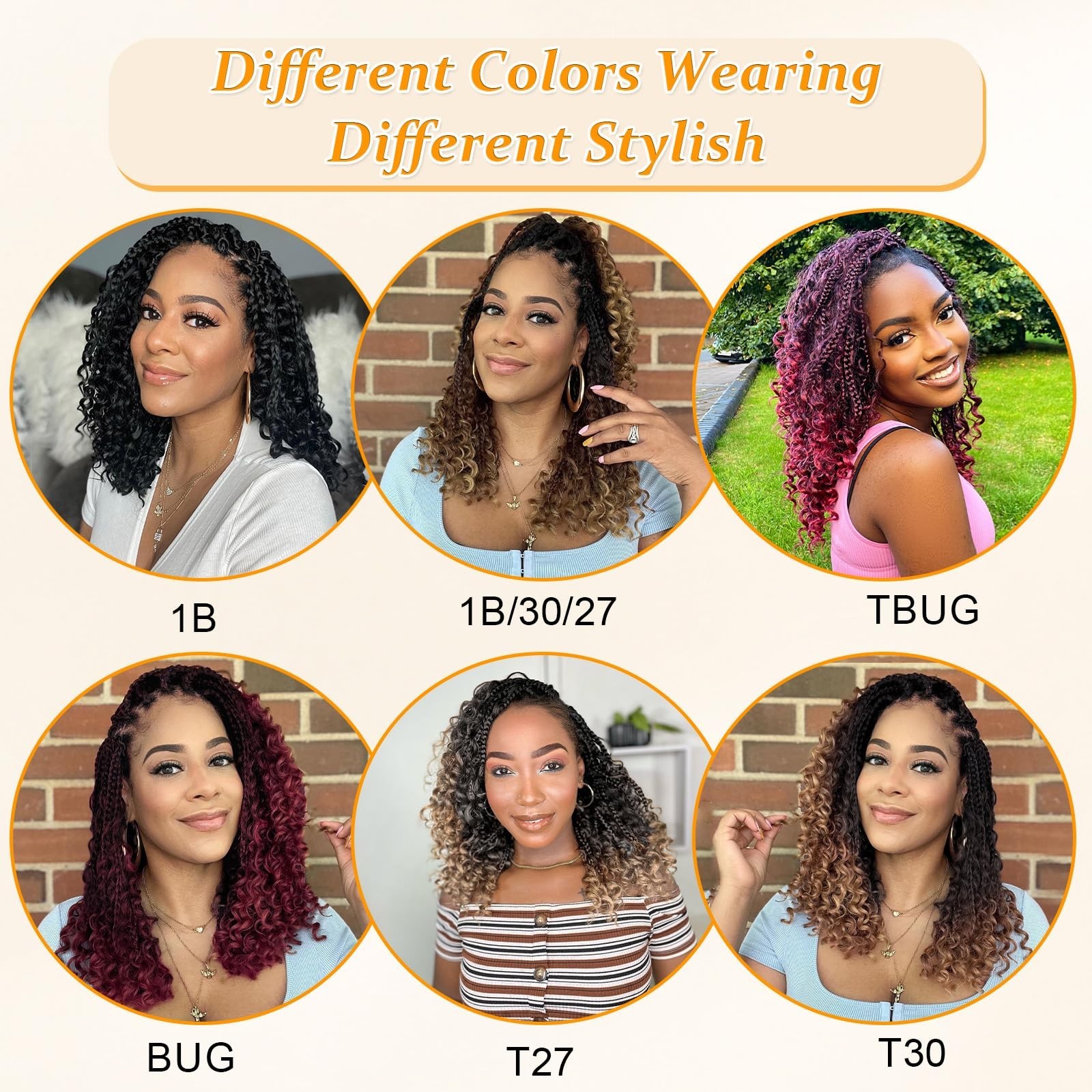 14 Inch Goddess Box Braids Crochet Hair Curly Ends 9 Packs Pre Loop… Fast Ship